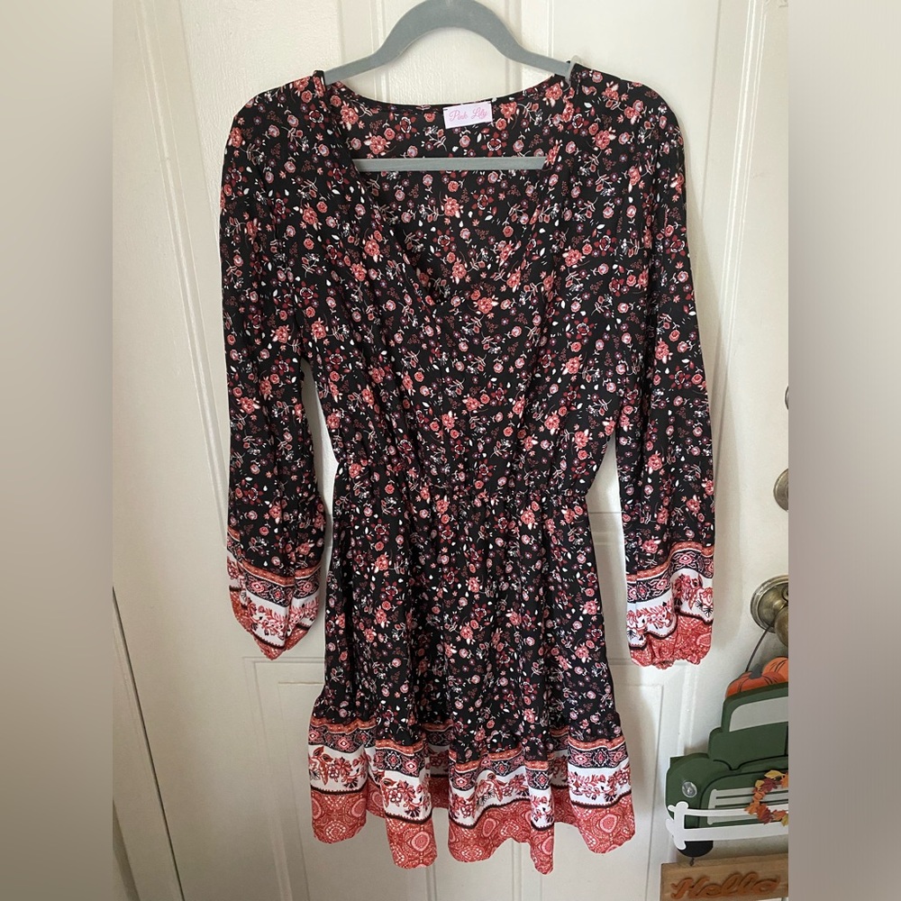 Fall Floral Pinklily Dress size small